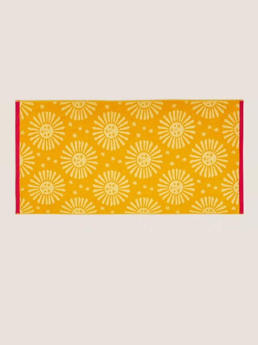 Marks & Spencer Adults Yellow Printed 600 GSM Pure Cotton Bath Towels Price in India