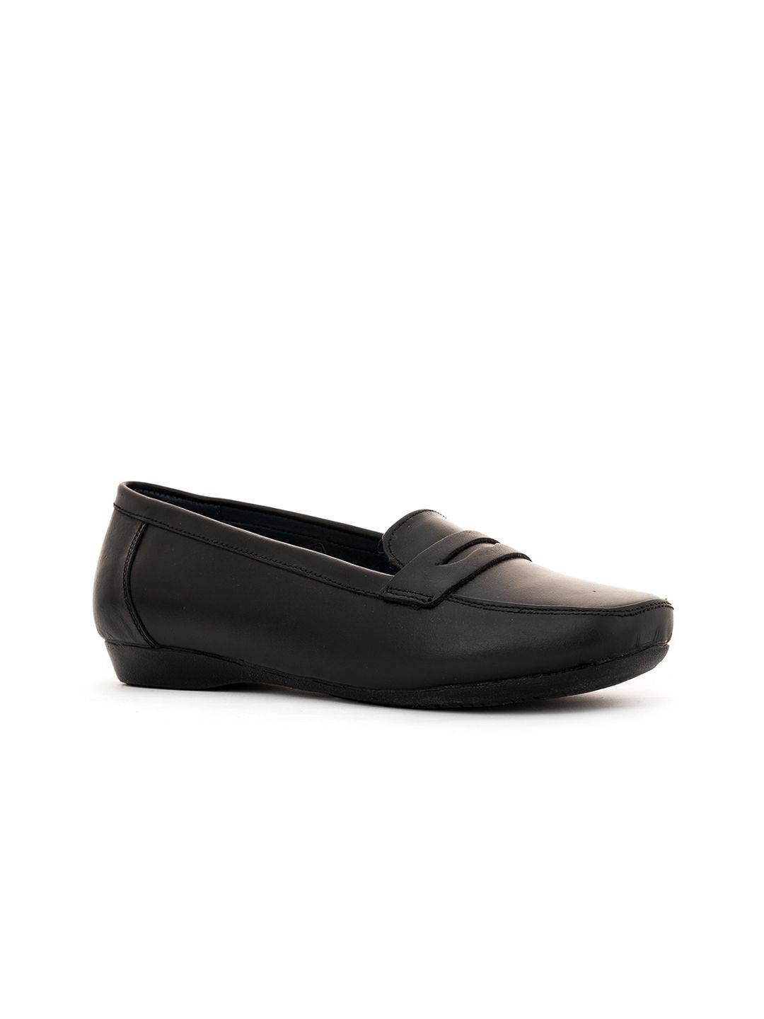 Khadims Women Black Leather Loafers Price in India