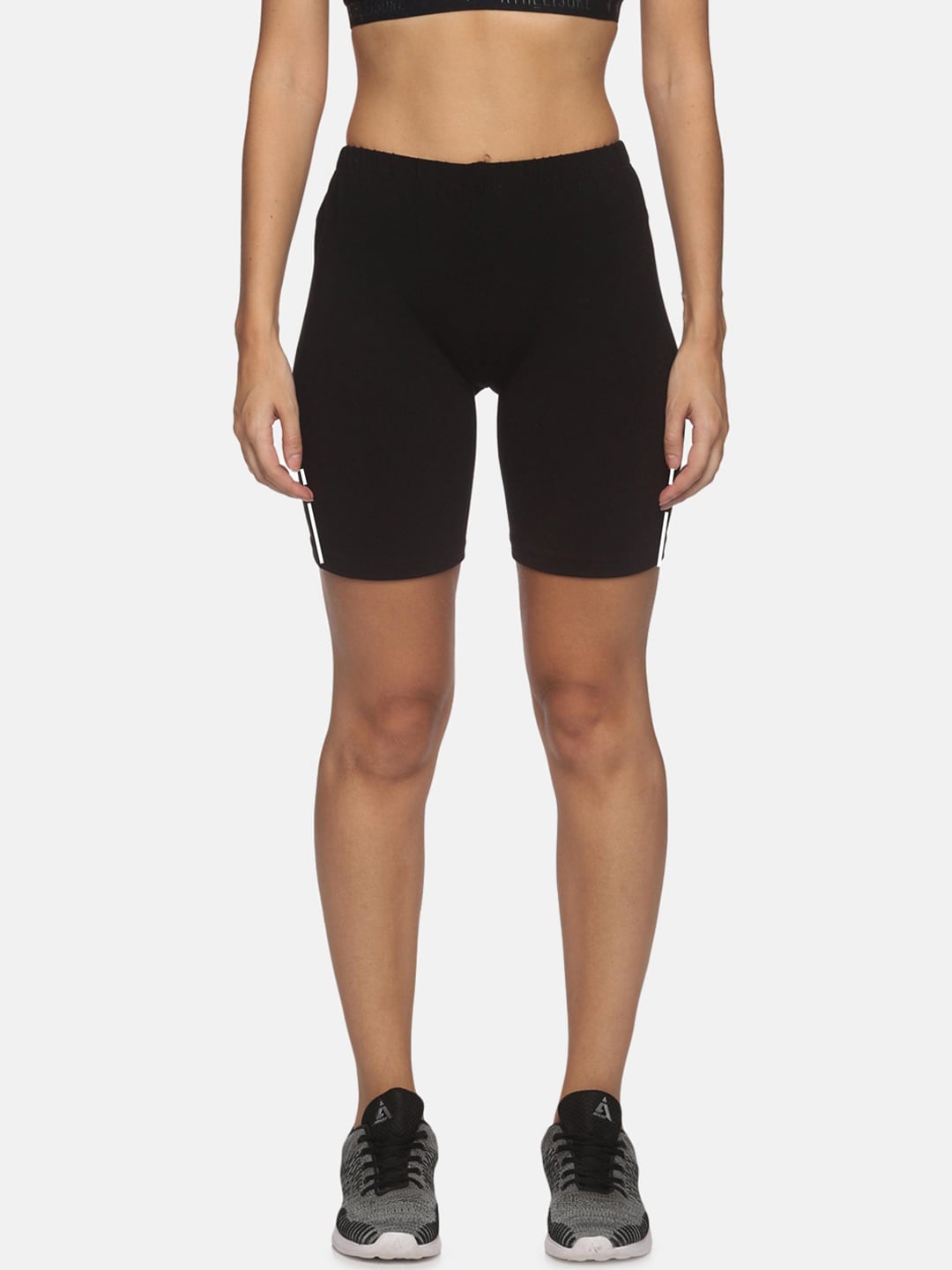 NOT YET by us Women Black Slim Fit Cycling Sports Shorts Price in India