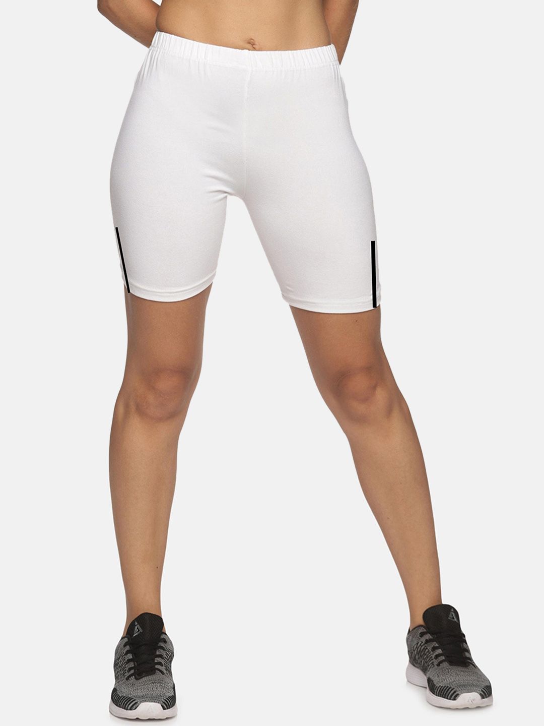 NOT YET by us Women White Slim Fit Cycling Sports Shorts Price in India