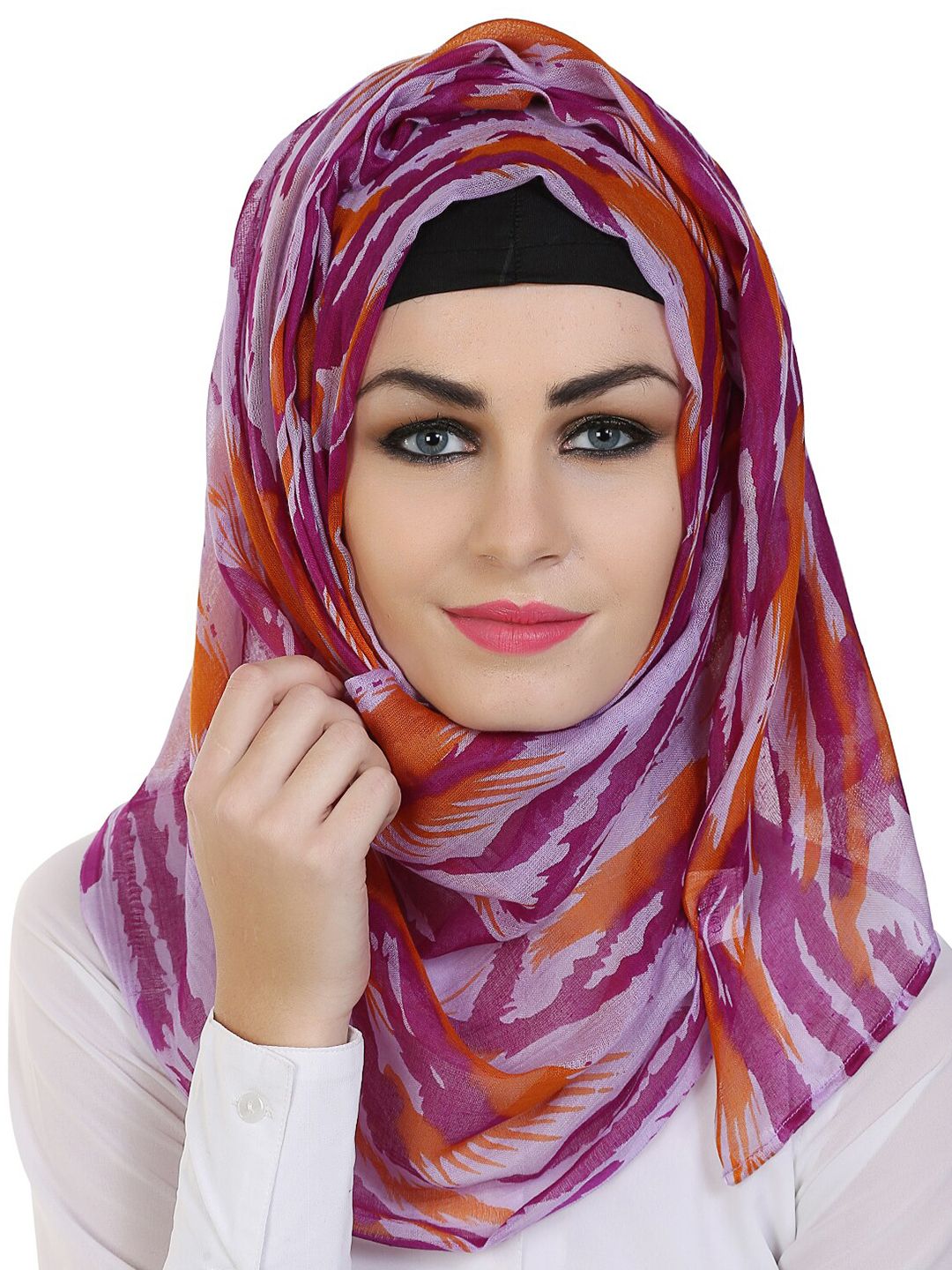 MOMIN LIBAS Women Pink & Purple Printed Scarf Price in India