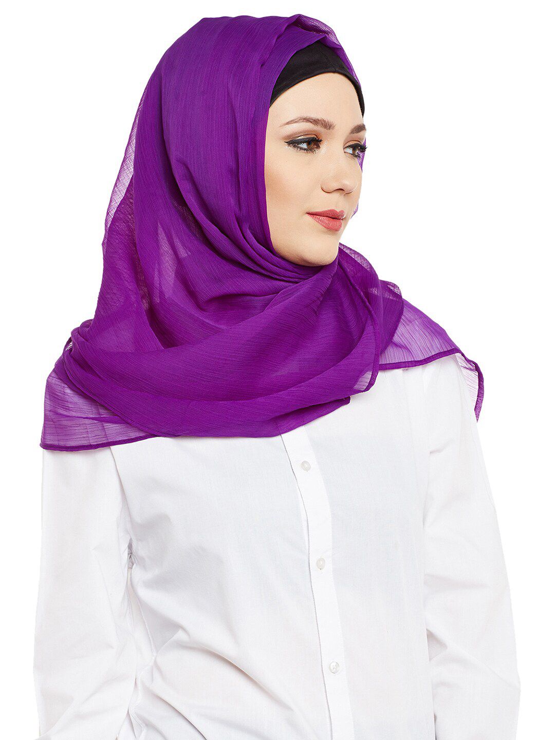 MOMIN LIBAS Women Purple Georgette Solid hijab Price in India