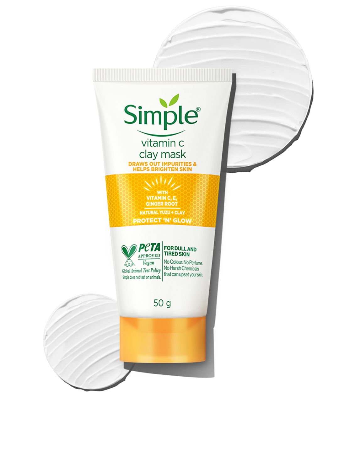Simple Protect N Glow Vitamin C Brighten Clay Mask with Vitamin E & Ginger Root - 50 g