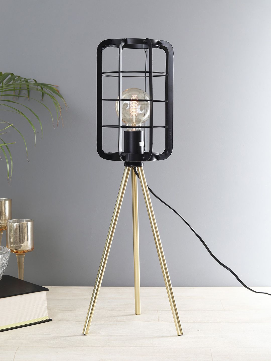OddCroft Black Cage Tripod Table Lamps Price in India