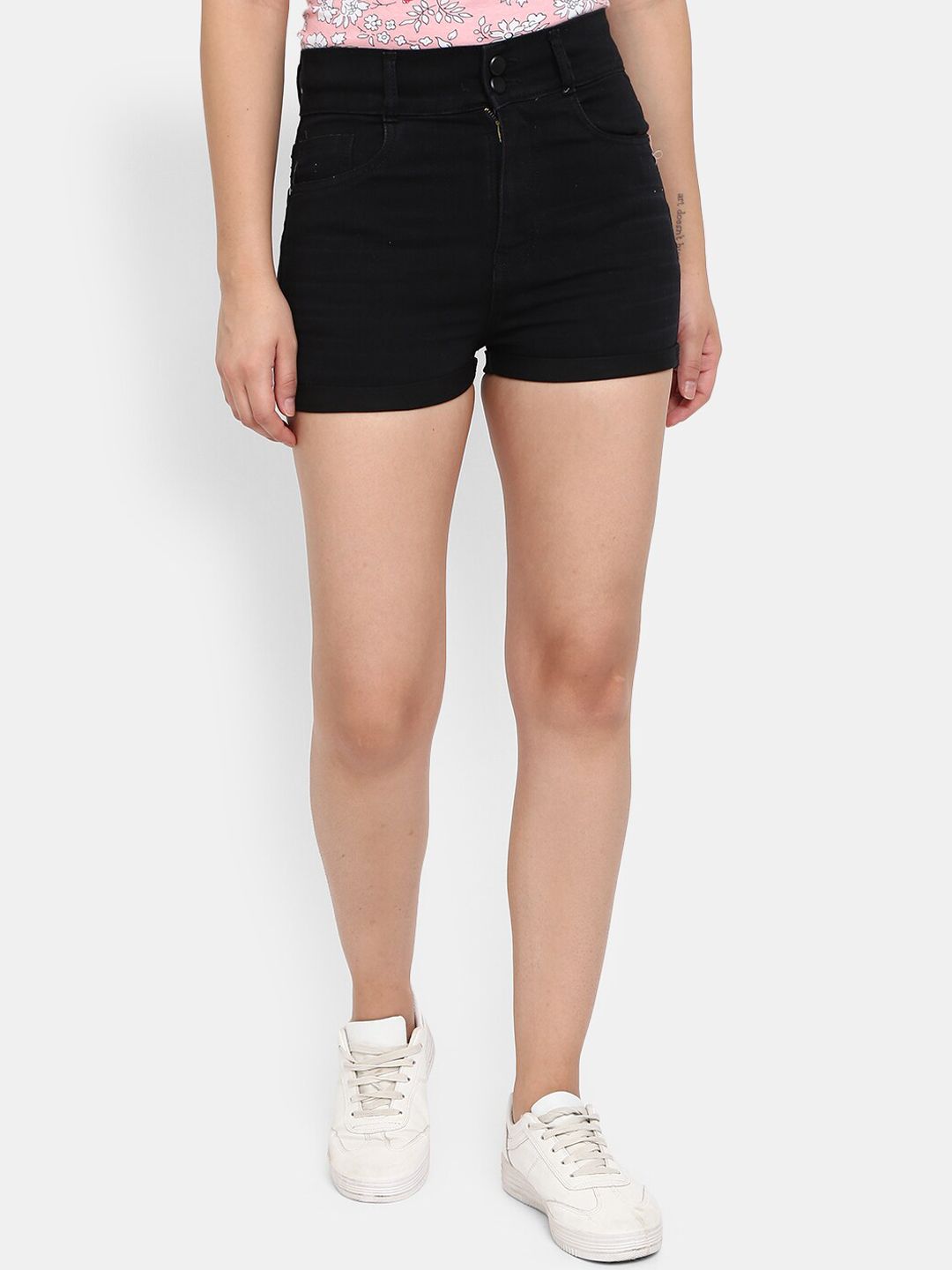 V-Mart Women Black Outdoor Denim Shorts Price in India