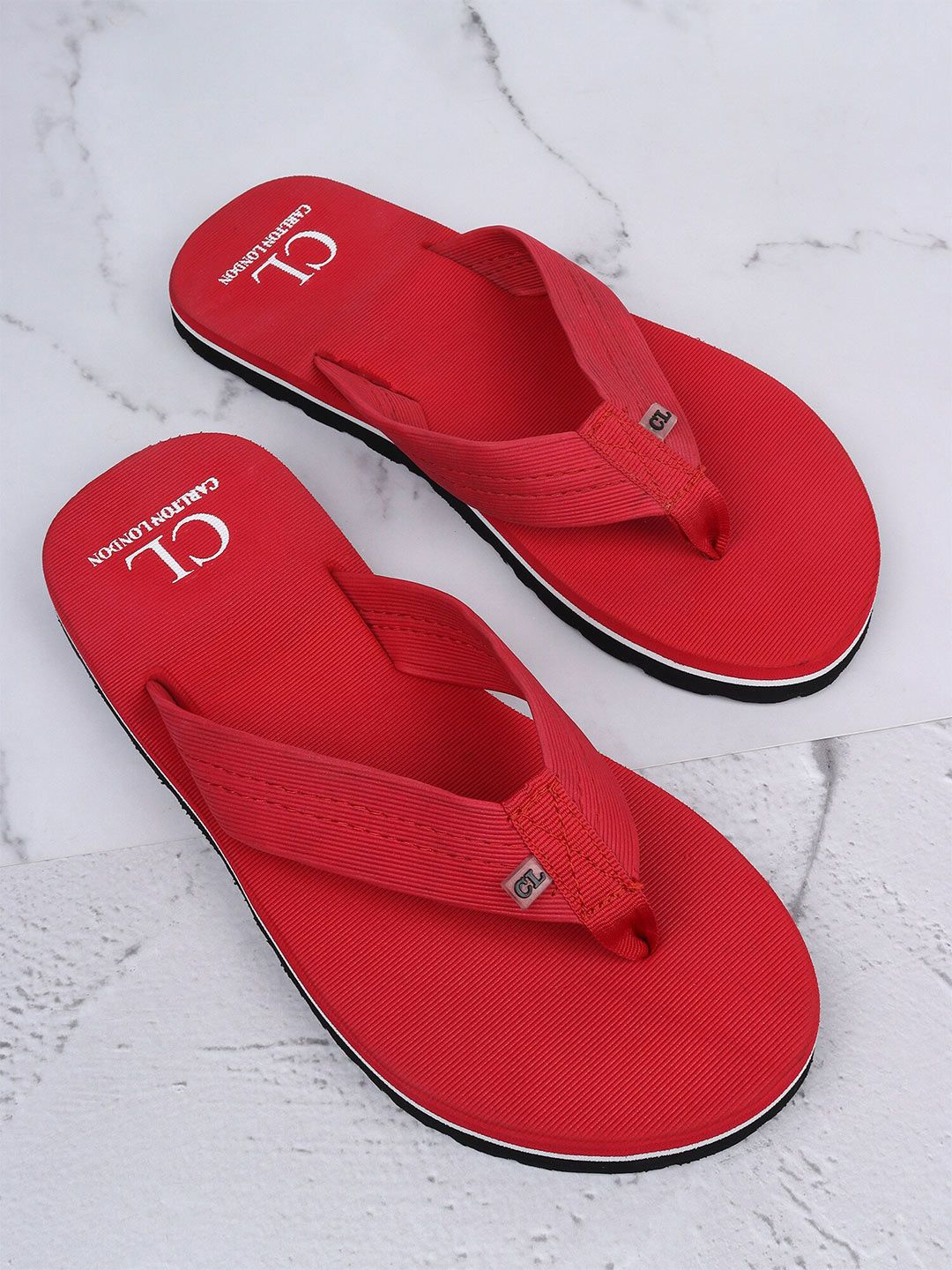 Carlton London Men Red & Black Thong Flip-Flops