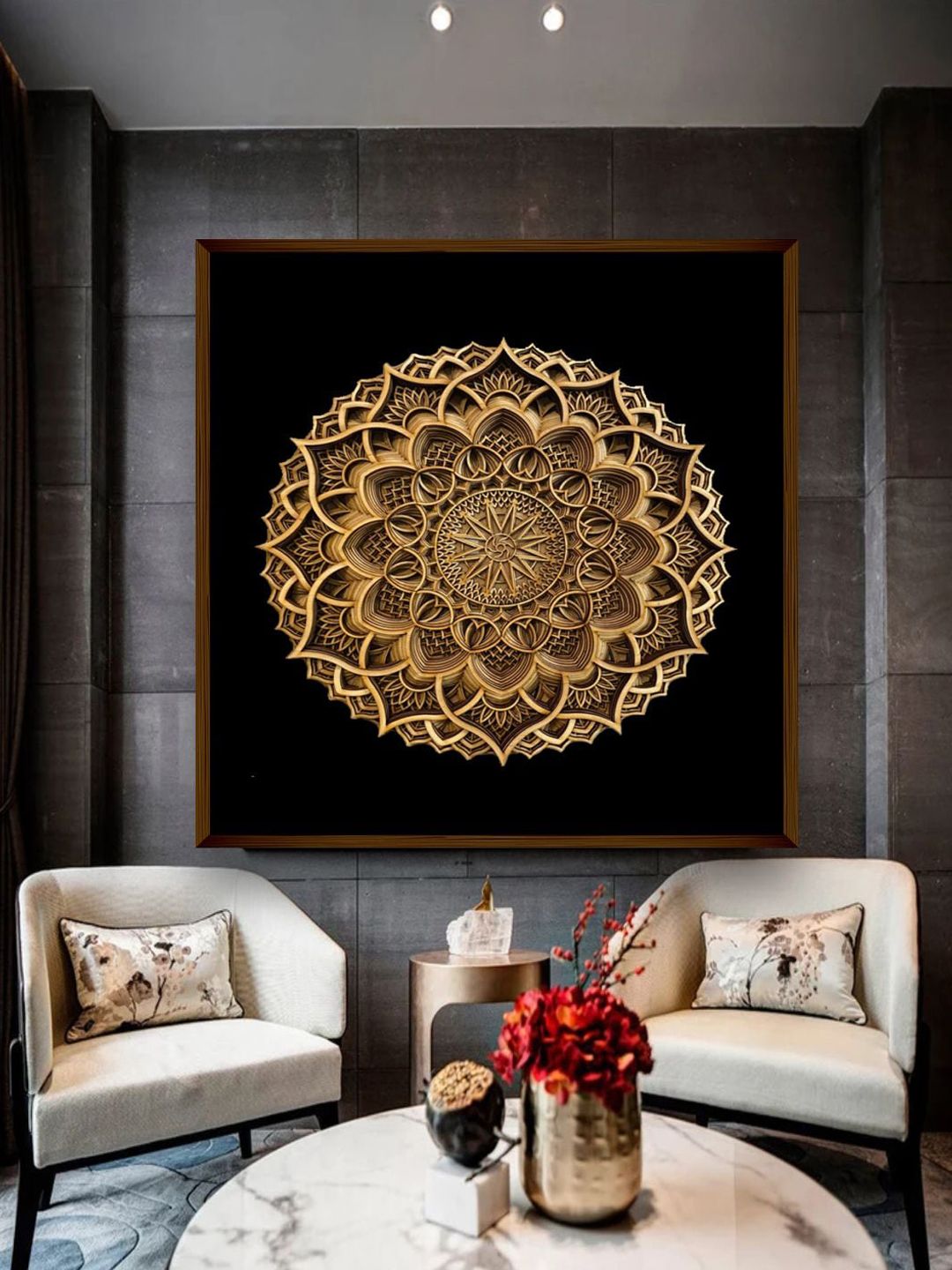 The Art House Black & Gold-Toned The Mandala Art Painting Price in India
