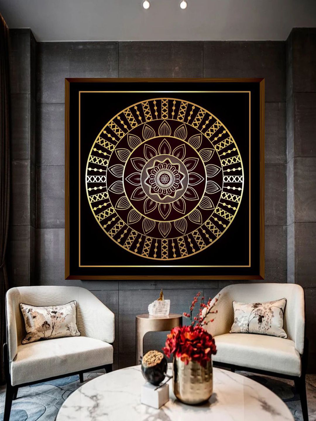 The Art House Black & Gold-Toned The Mandala Art Painting Price in India