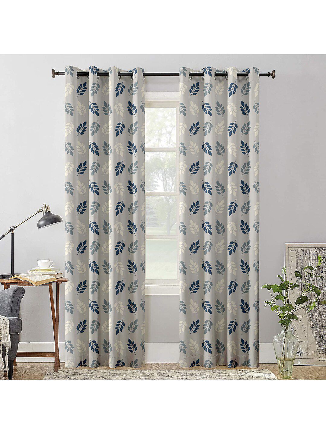 AEROHAVEN Beige Set of 2 Digital Printed Abstract Door Curtains Price in India