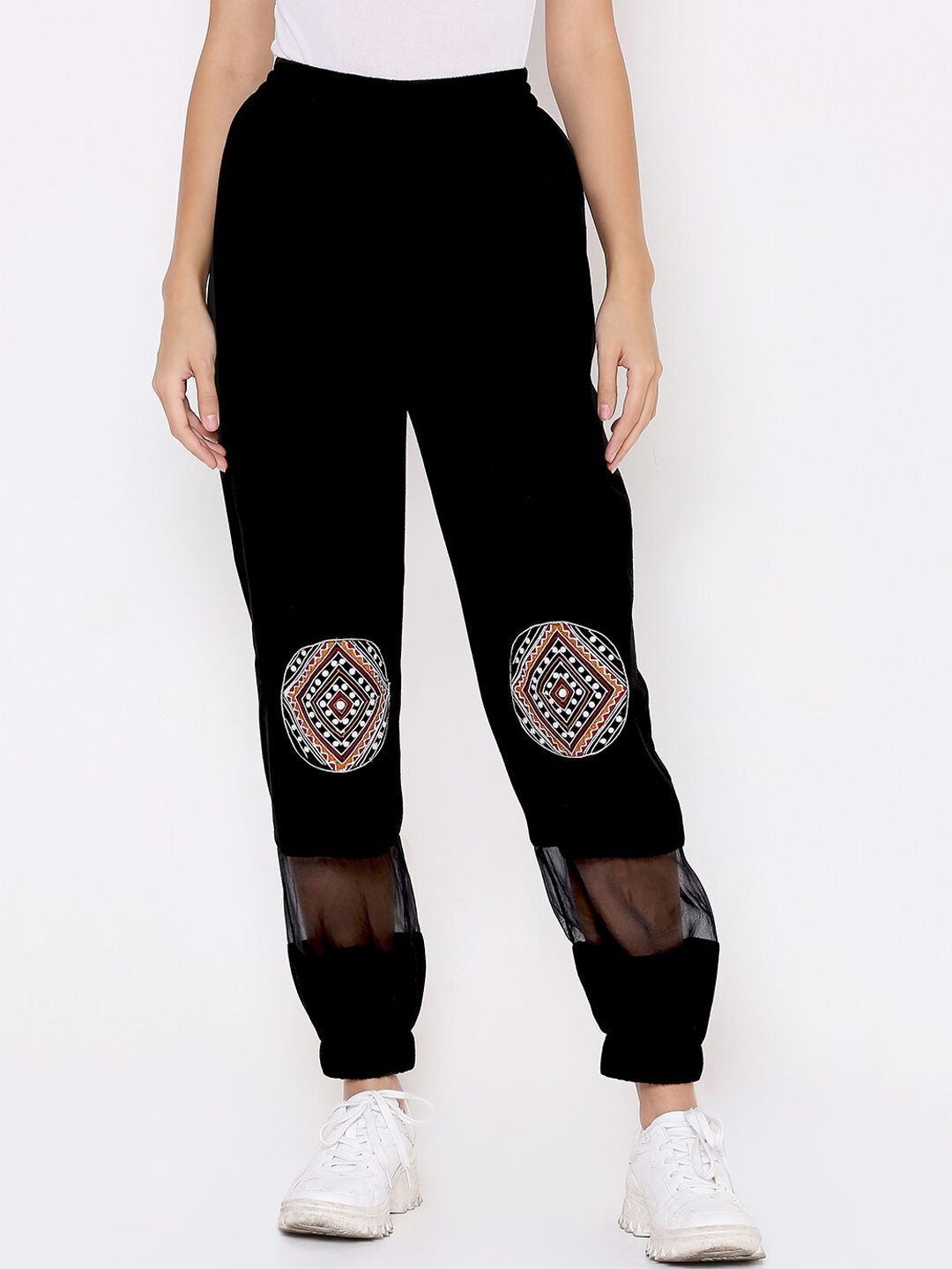 aturabi Women Black Printed Relaxed Trousers Price in India