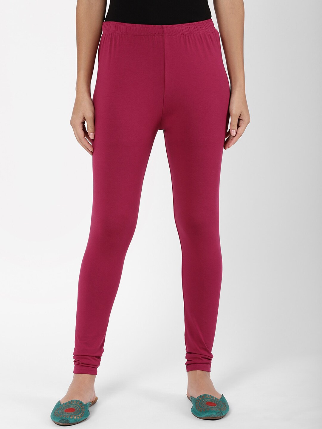 R&B Women Red Solid Ankle-Length Legging Price in India