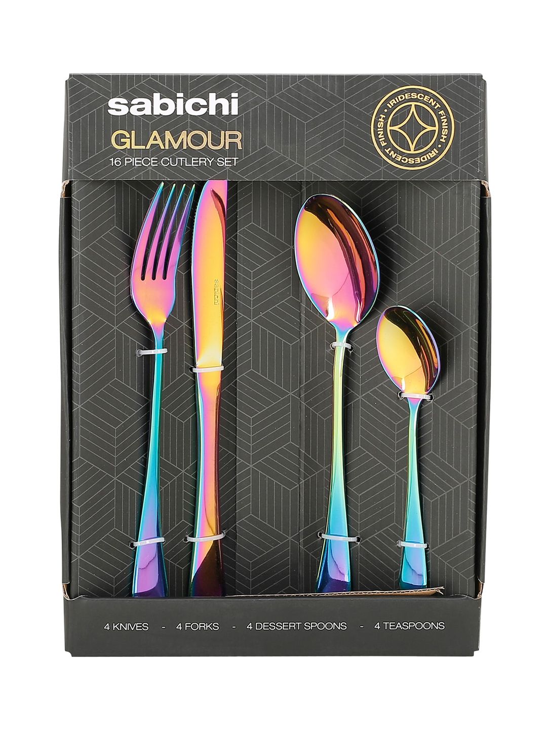 Sabichi Set Of 16 Pink & Blue Colourblocked Stainless Steel Cutlery Price in India