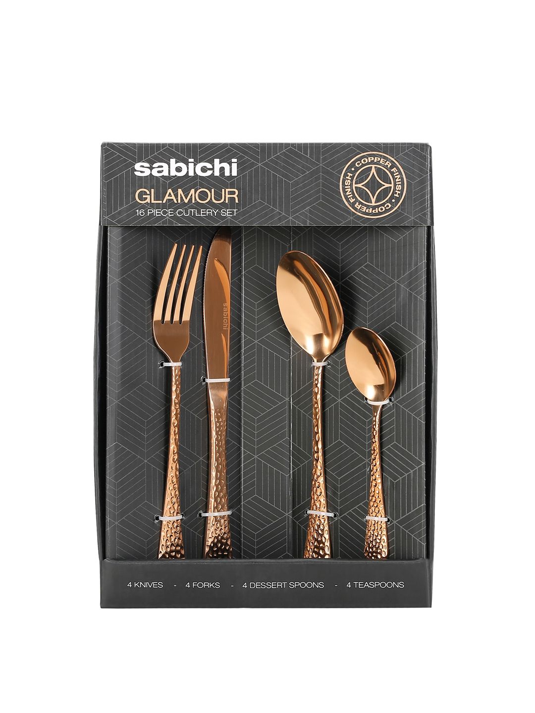 Sabichi Set Of 16 Copper Coloured Solid Stainless Steel Mixed Cutlery Set Price in India
