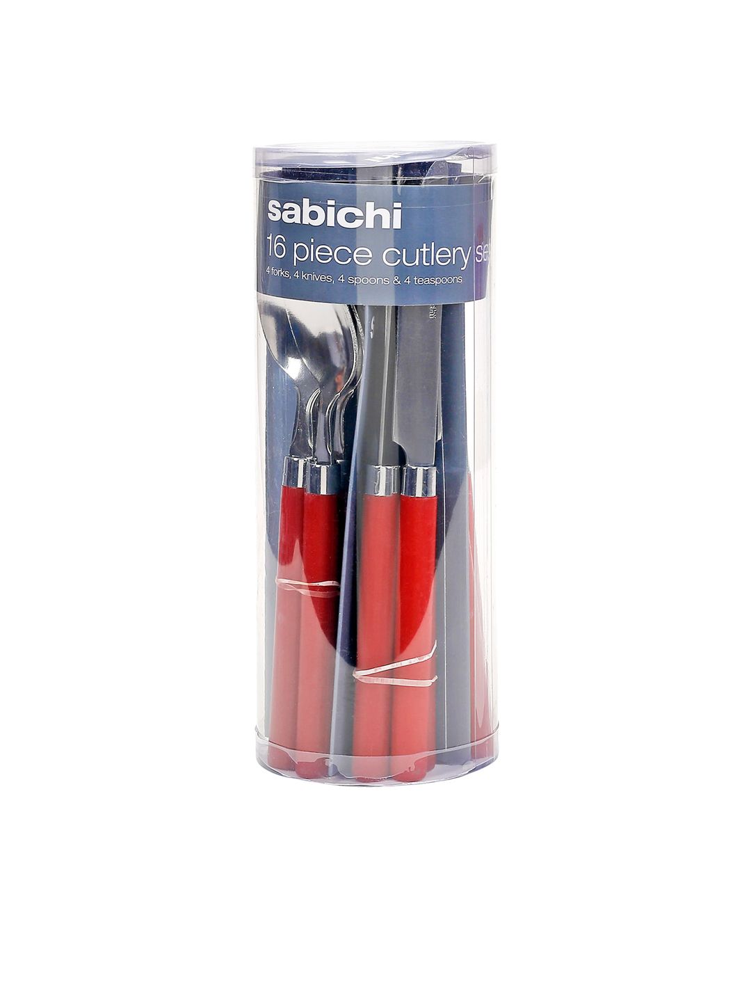 Sabichi Set Of 16 Red & Silver Coloured Solid Stainless Steel Mixed Cutlery Set Price in India