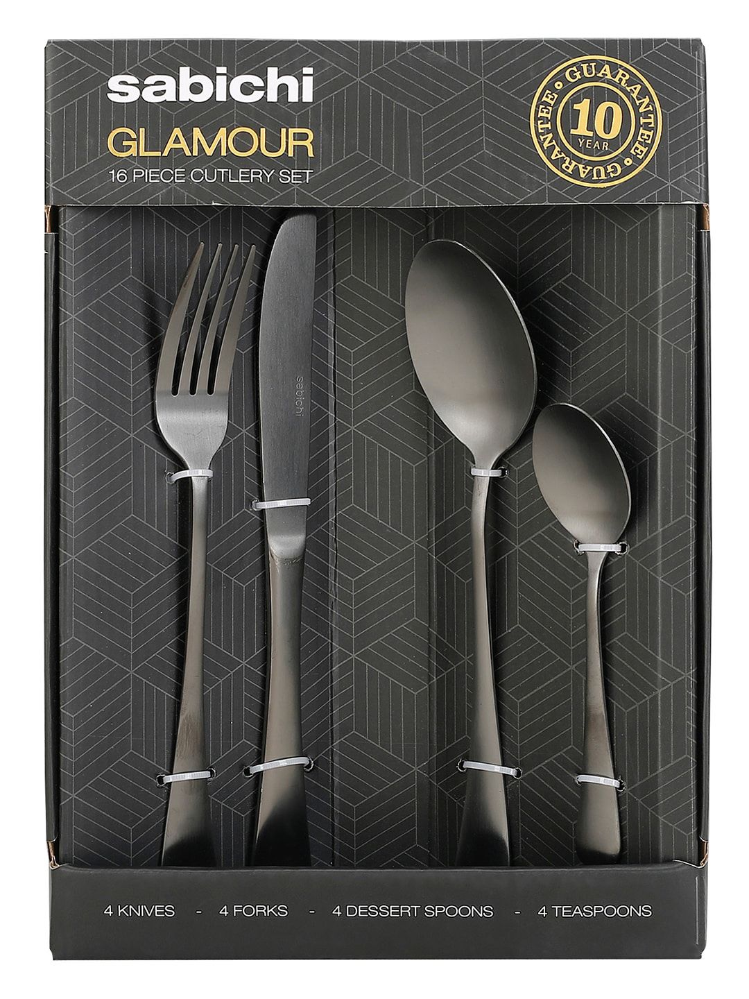 Sabichi Set Of 16 Black Solid Stainless Steel Mixed Cutlery Set Price in India