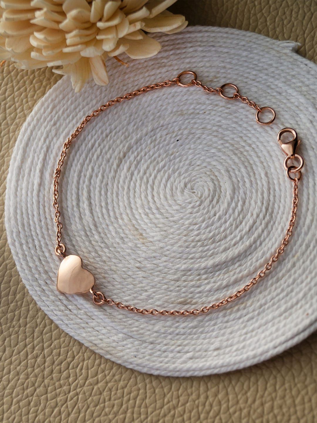 MANNASH Women Rose Sterling Silver Handcrafted Rose Gold-Plated Link Bracelet Price in India