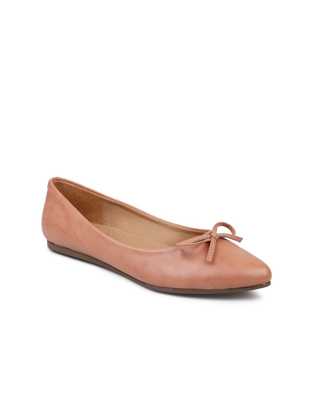 Inc 5 Women Peach-Coloured Textured  Bows Ballerinas Flats Price in India