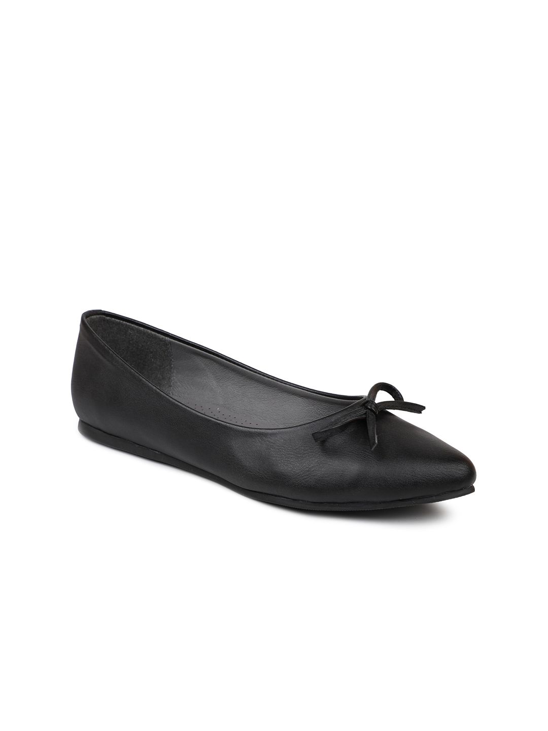 Inc 5 Women Black Textured Bows Ballerinas Flats Price in India