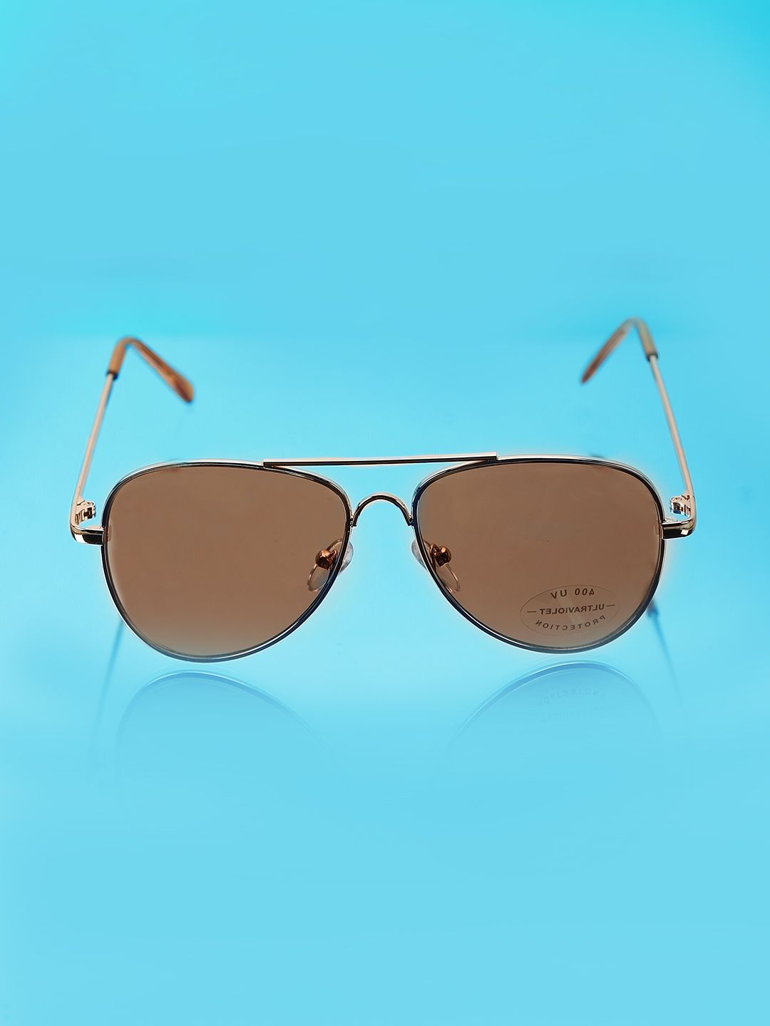 Carlton London Boys Brown Lens & Gold-Toned Aviator Sunglasses with UV Protected Lens