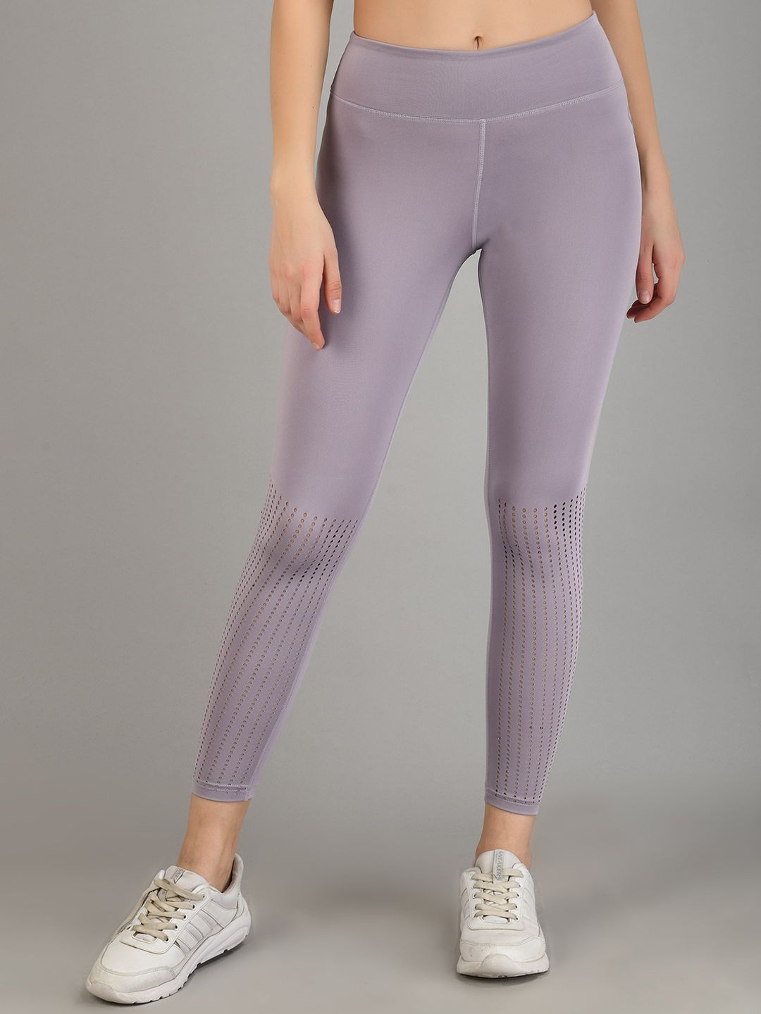 FITLETHICS Women Purple  Solid Ankle Length Training Tights Price in India