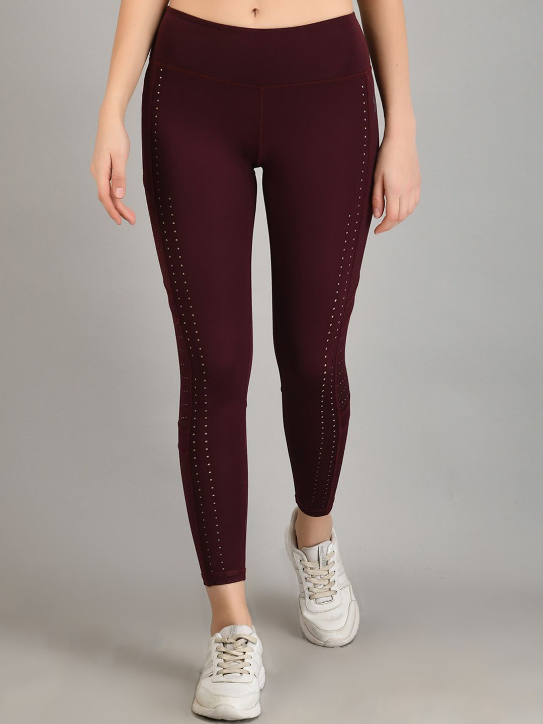 FITLETHICS Women Maroon High-Waisted Skulptknit Tights Price in India