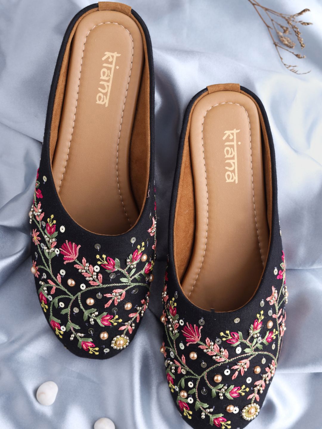 Kiana Women Black Ethnic Flats Price in India