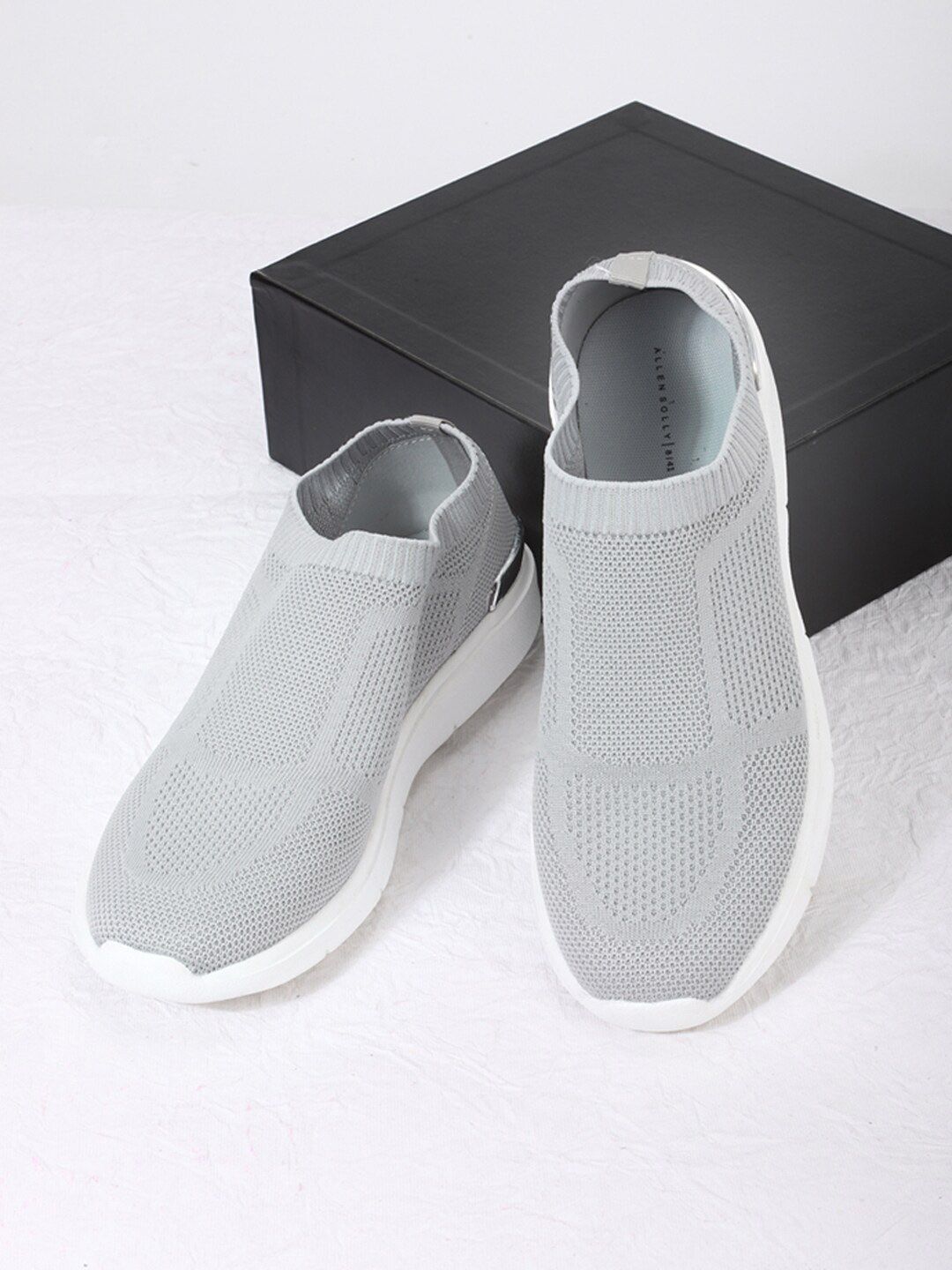 Allen Solly Woman Grey Woven Design PU Slip-On Sneakers Price in India