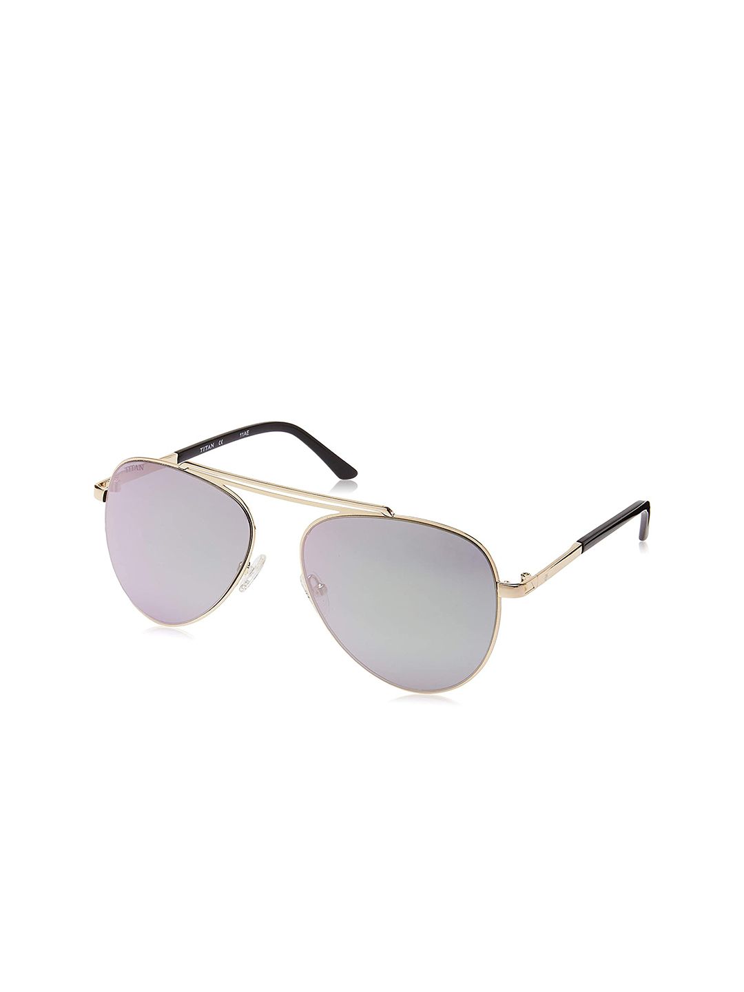 Titan Unisex Purple Lens & Gold-Toned Aviator Sunglasses with UV Protected Lens