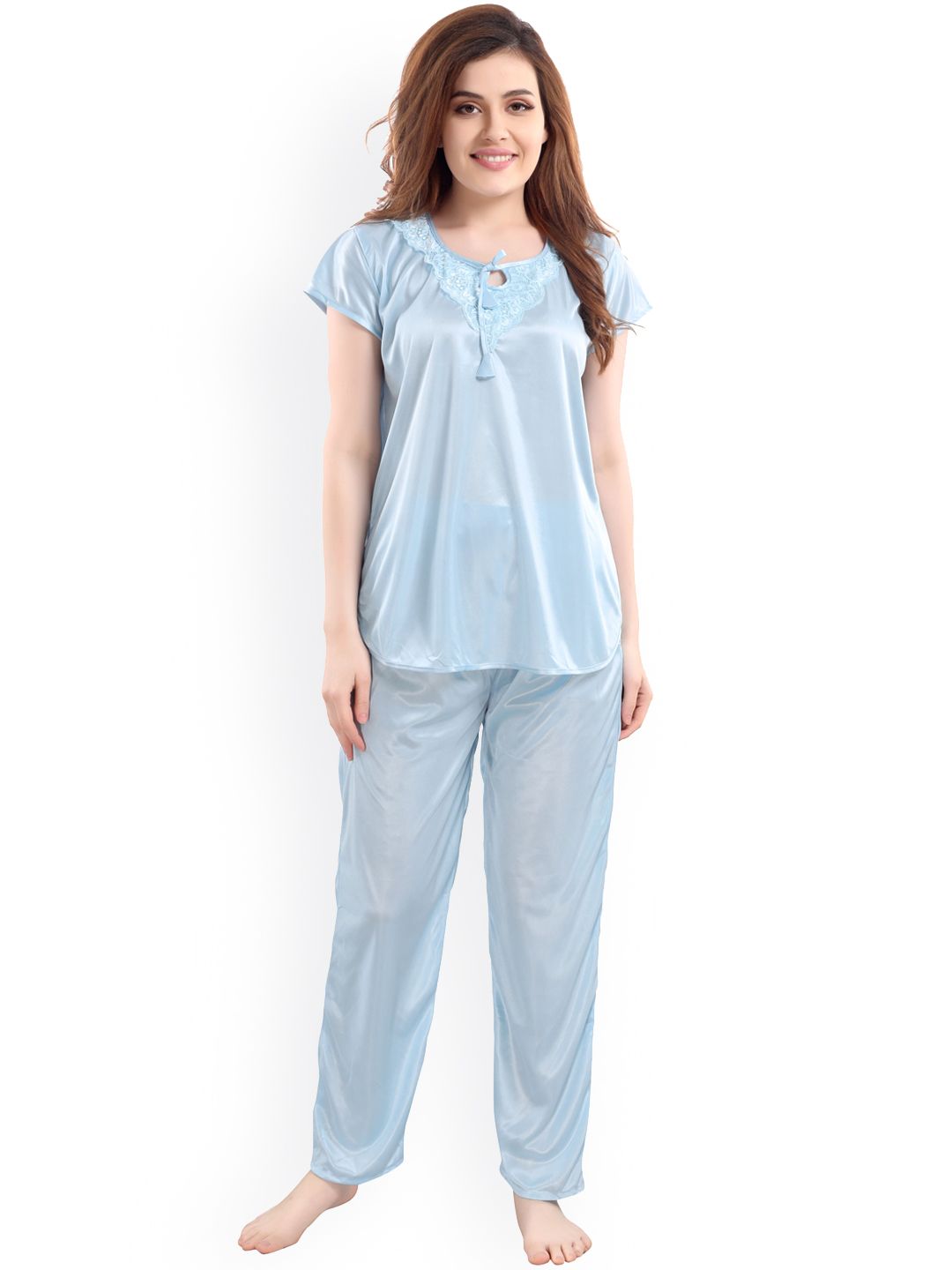 Romaisa Women Turquoise Blue Night suit Price in India