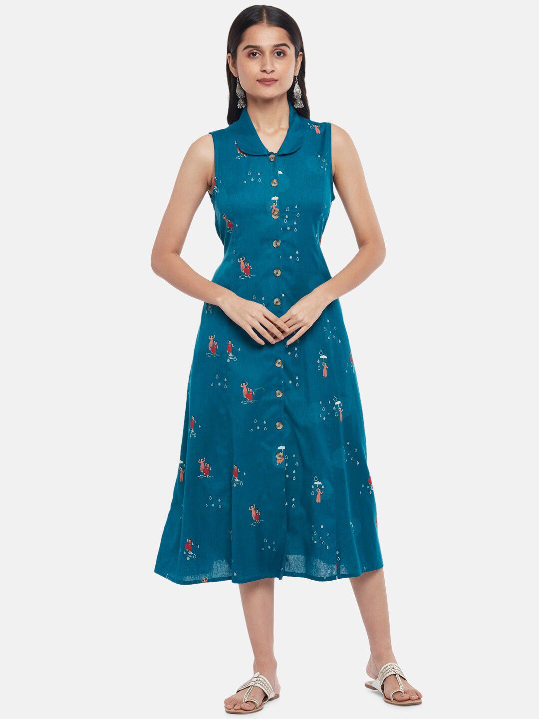 AKKRITI BY PANTALOONS Teal Midi Dress Price in India
