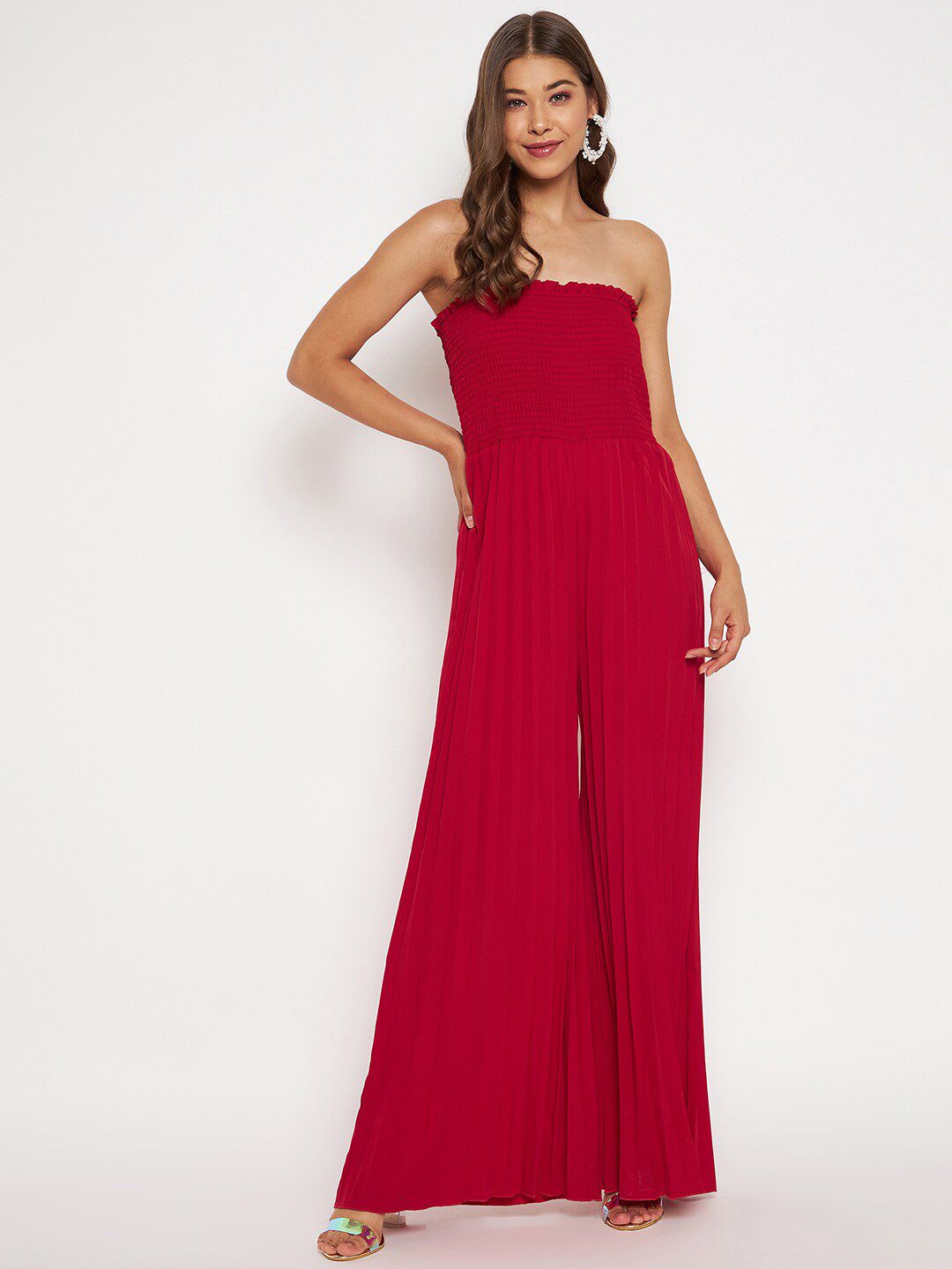 Uptownie Lite Women Red Strapless Basic Jumpsuit Price in India