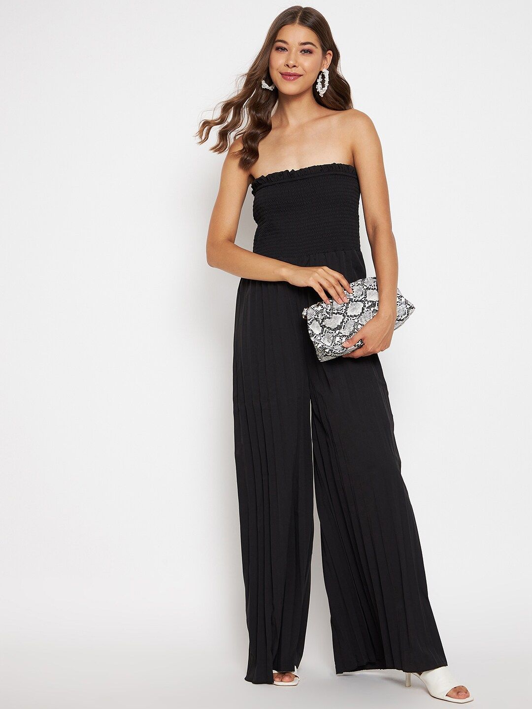 Uptownie Lite Black Strapless Basic Jumpsuit Price in India