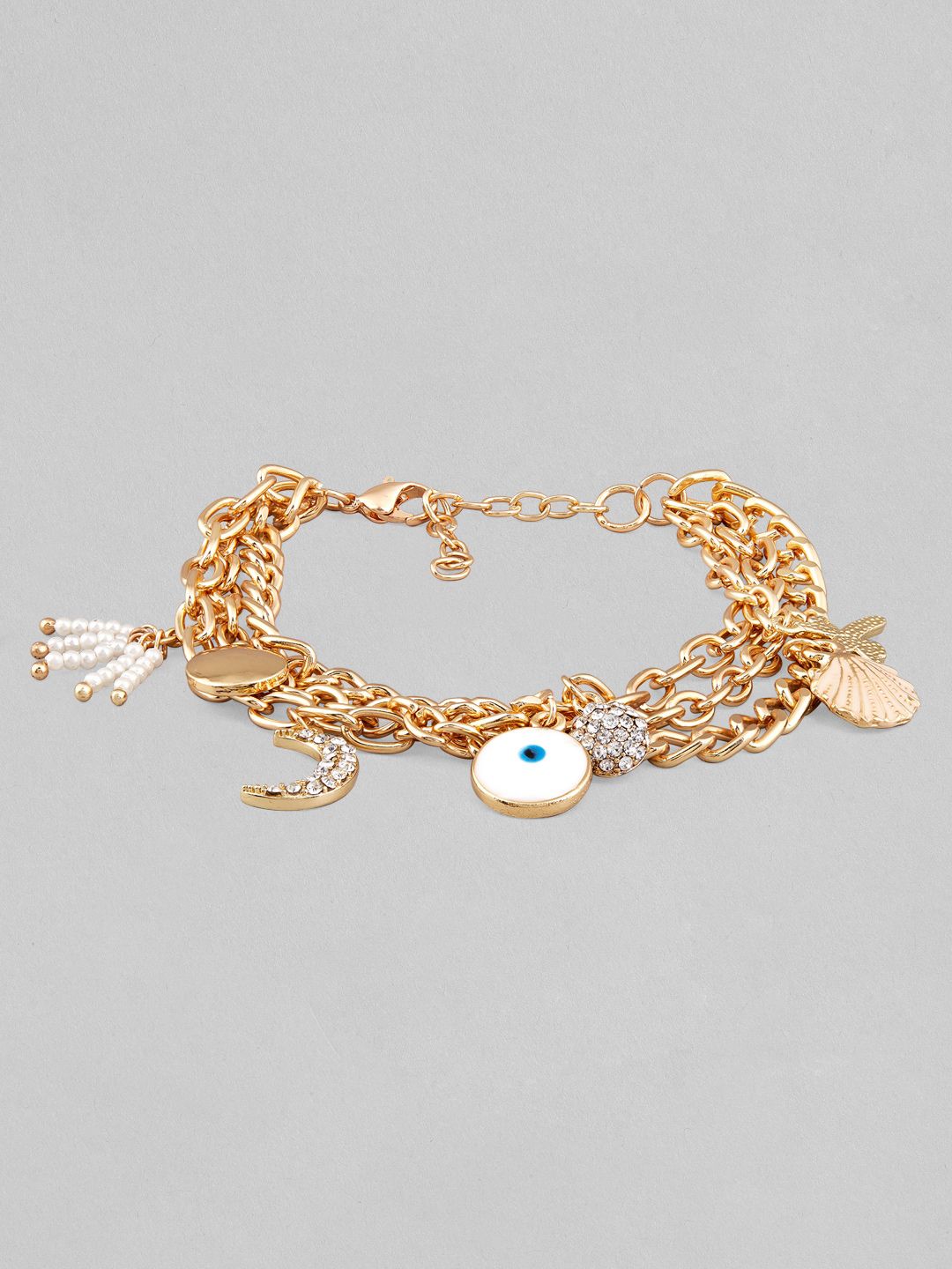 Rubans Voguish Women Gold-Toned & White Link Bracelet Price in India