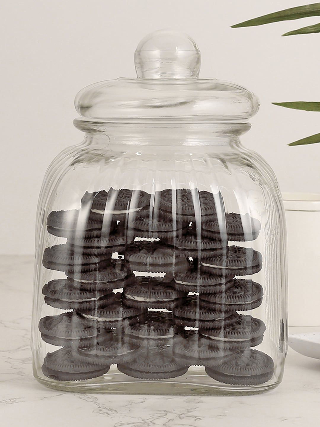 HomeTown Transparent Textured Glass Jar Price in India