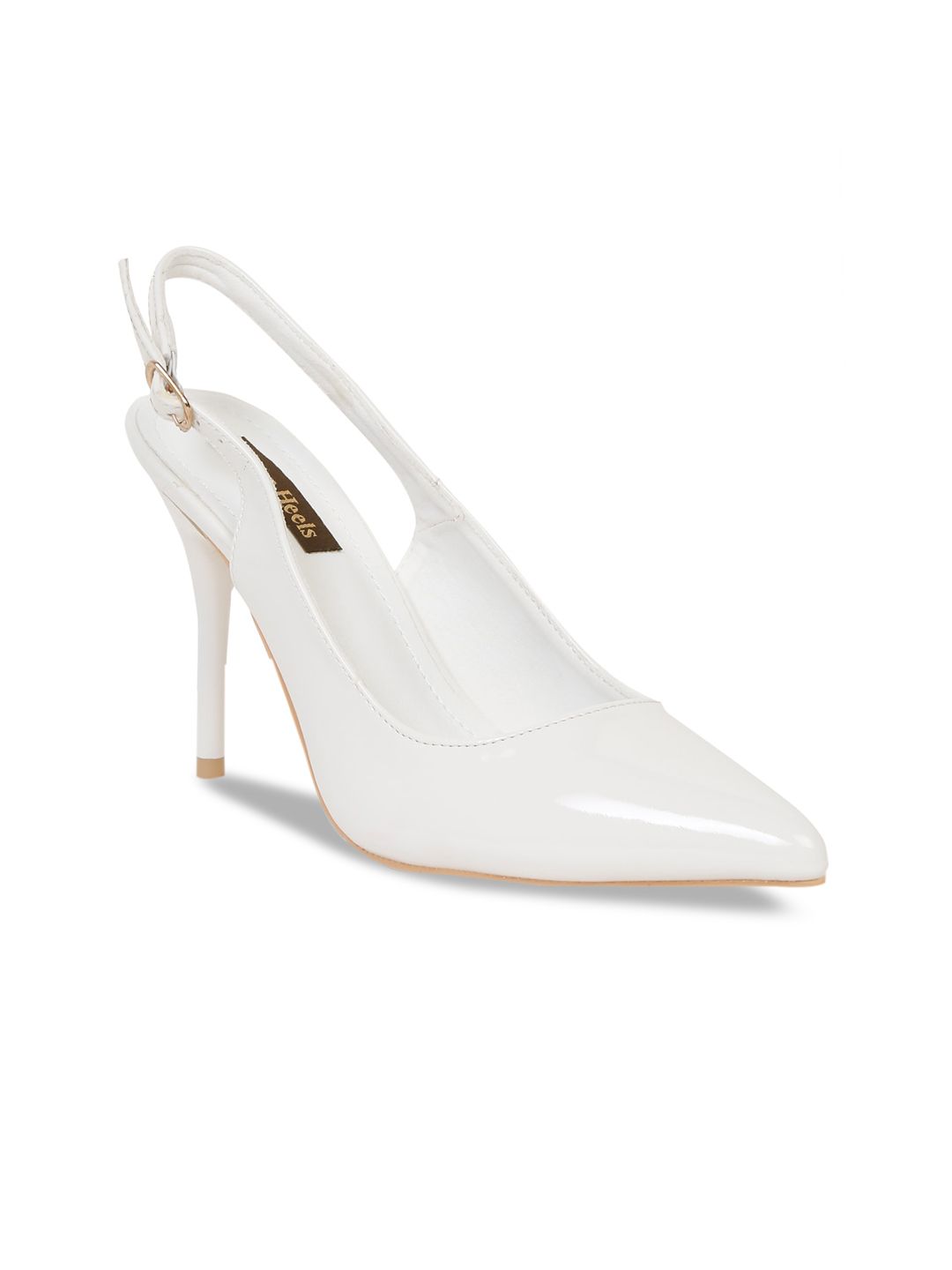 Flat n Heels White Stiletto Pumps with Buckles Price in India