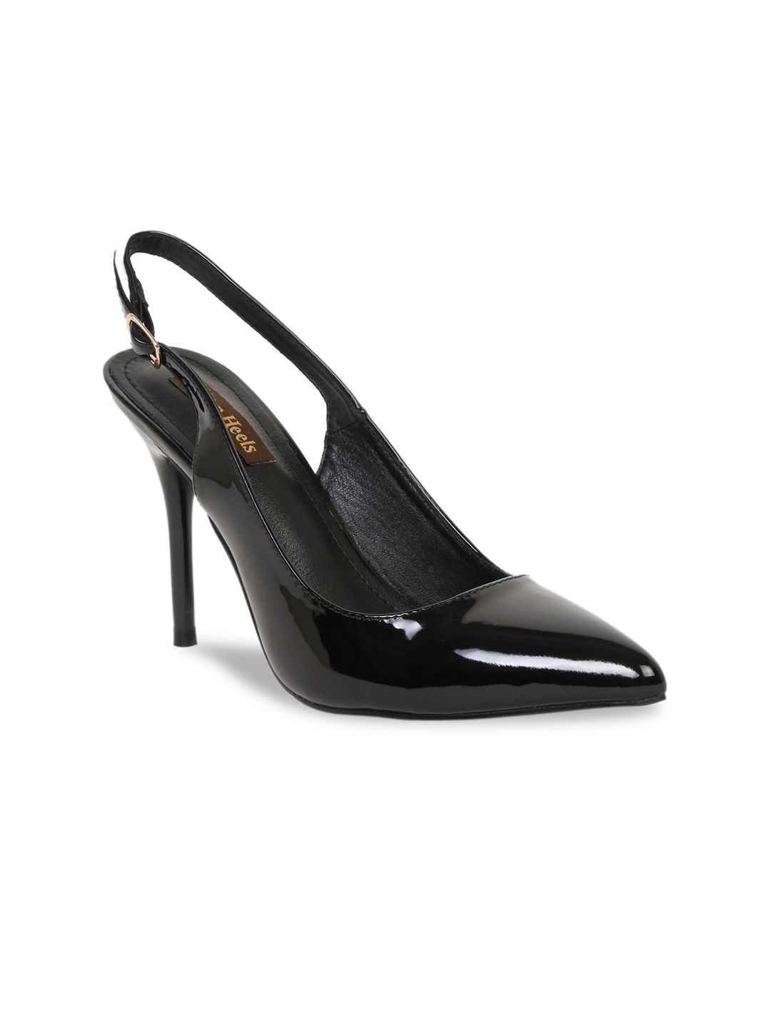 Flat n Heels Women Black Textured Pointed Toe Stiletto Pumps Price in India