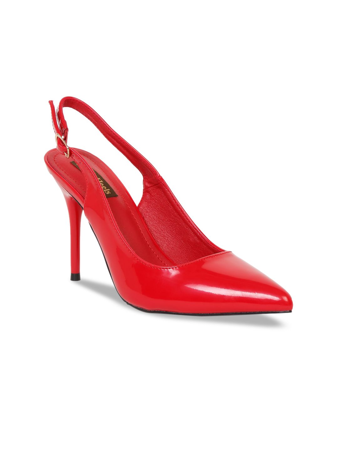 Flat n Heels Red Stiletto Pumps with Buckles Price in India