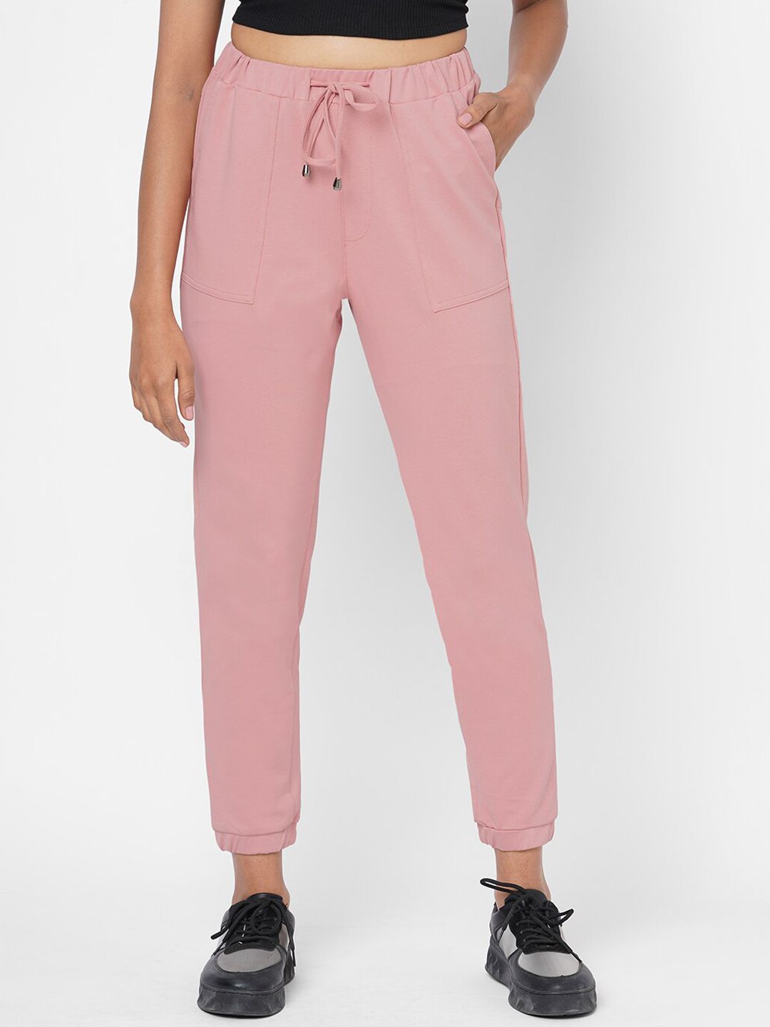 Kraus Jeans Women Pink Skinny Fit High-Rise Joggers Price in India