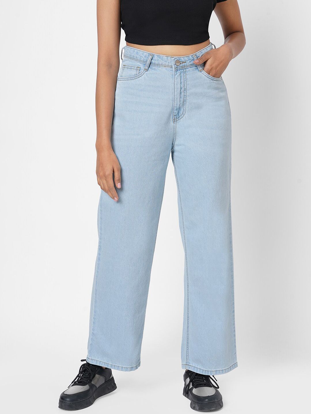 Kraus Jeans Women Blue Wide Leg High-Rise Jeans Price in India