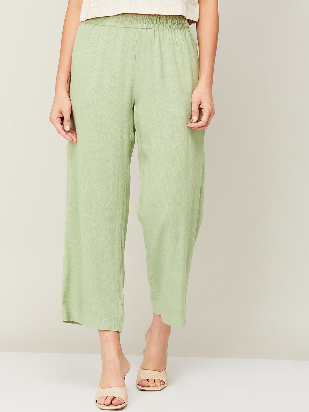 Melange by Lifestyle Women Green High-Rise Culottes Trousers Price in India