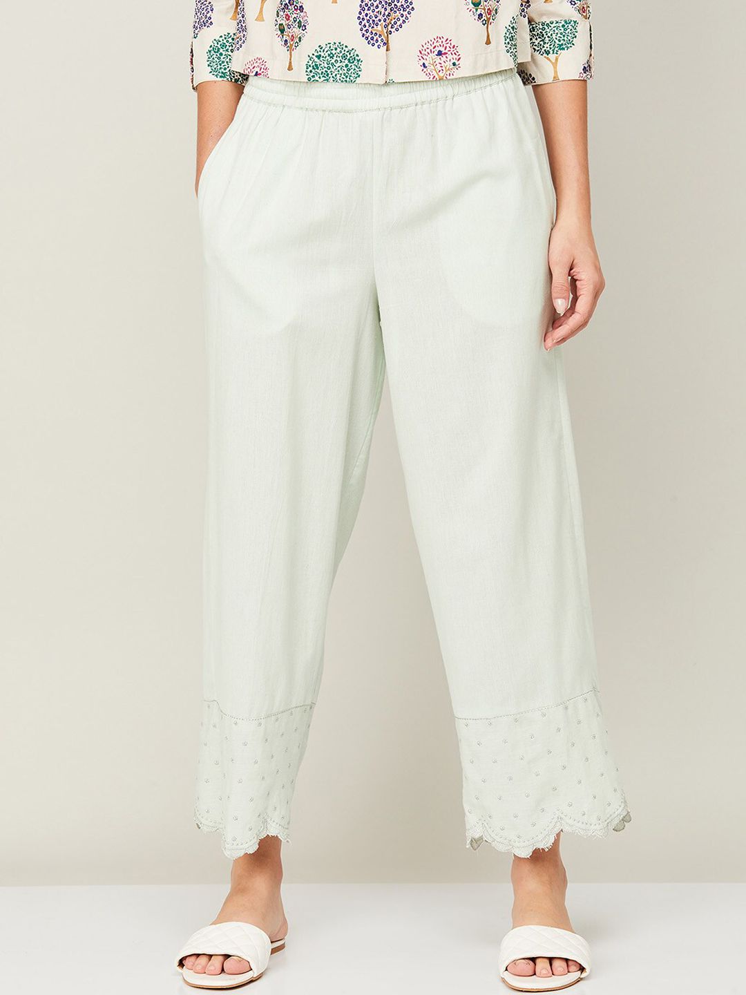 Melange by Lifestyle Women Off White High-Rise Trousers Price in India