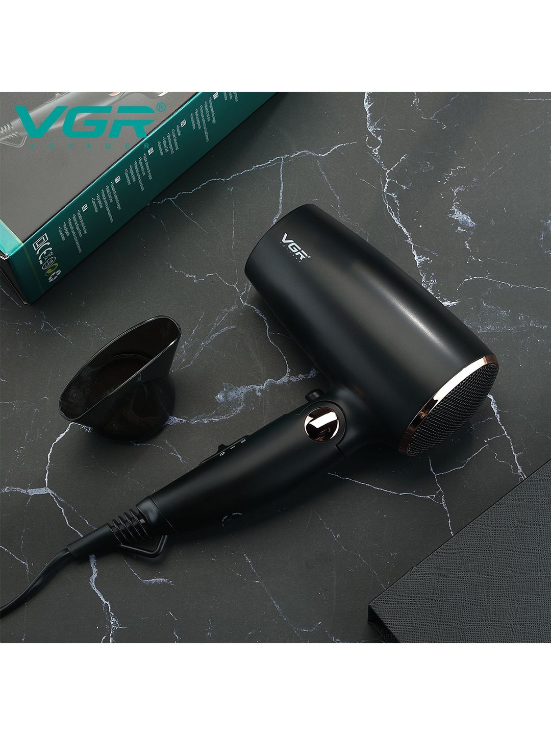 VGR Black V-439 Professional Foldable Hair Dryer 1200-1600W 3 Heat Setting Concentrator 2 Speed Settings Price in India