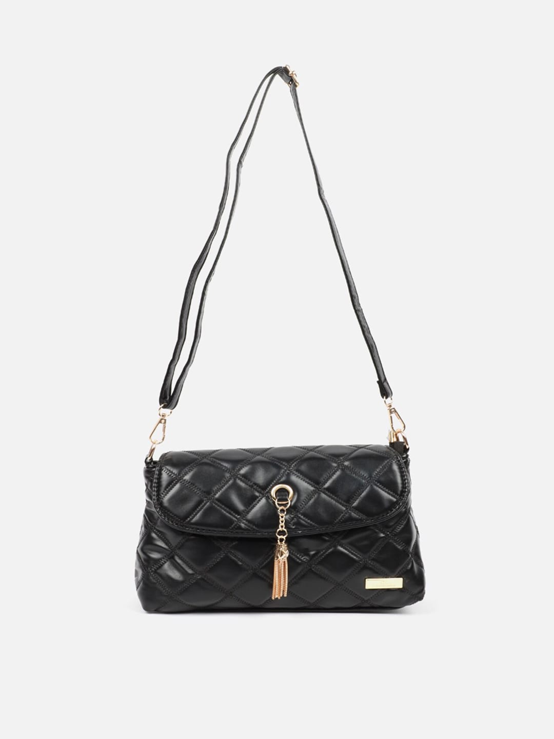 Carlton London Black Structured Sling Bag with Quilted Price in India
