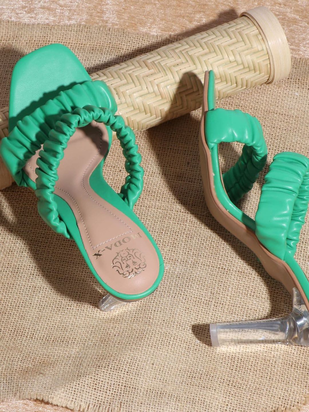 MODA-X Green Flatform Peep Toes with Buckles Price in India