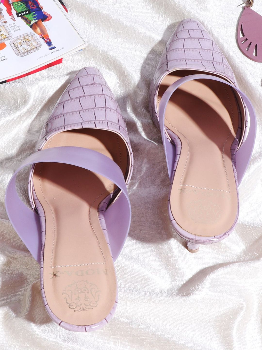 MODA-X Lavender Textured Sandals Price in India