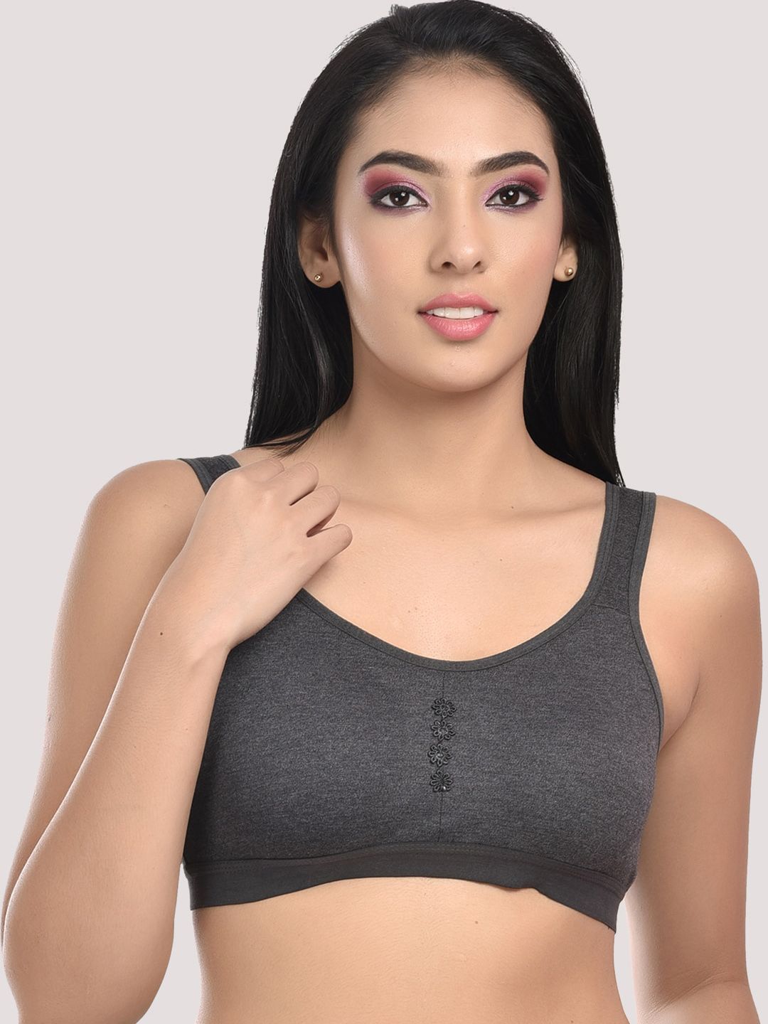 StyFun Charcoal Non-Padded & Non-Wired Seamless Bra Price in India