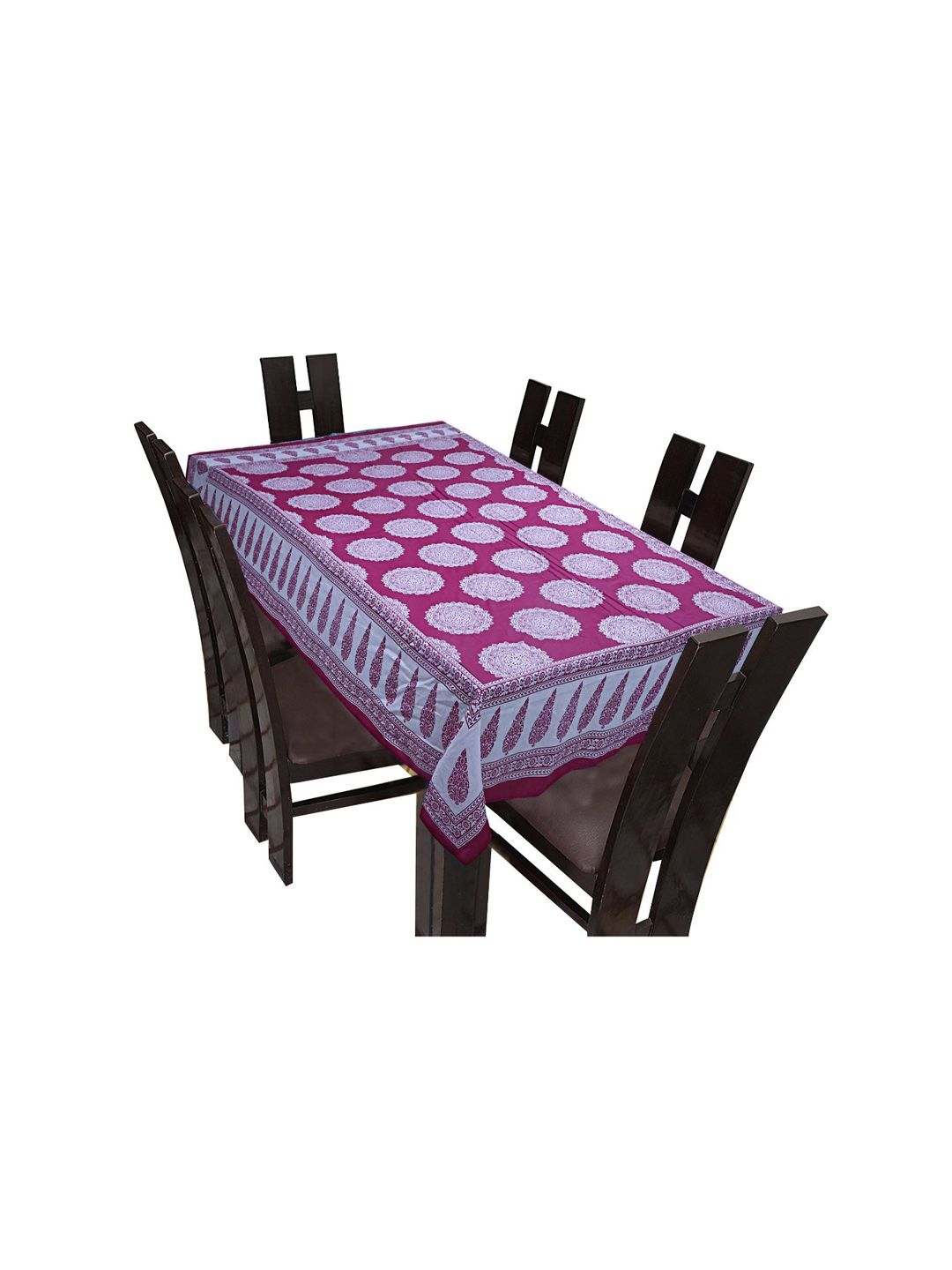 INDHOME LIFE Purple & White Floral Printed 144 TC Pure Cotton Table Covers Price in India