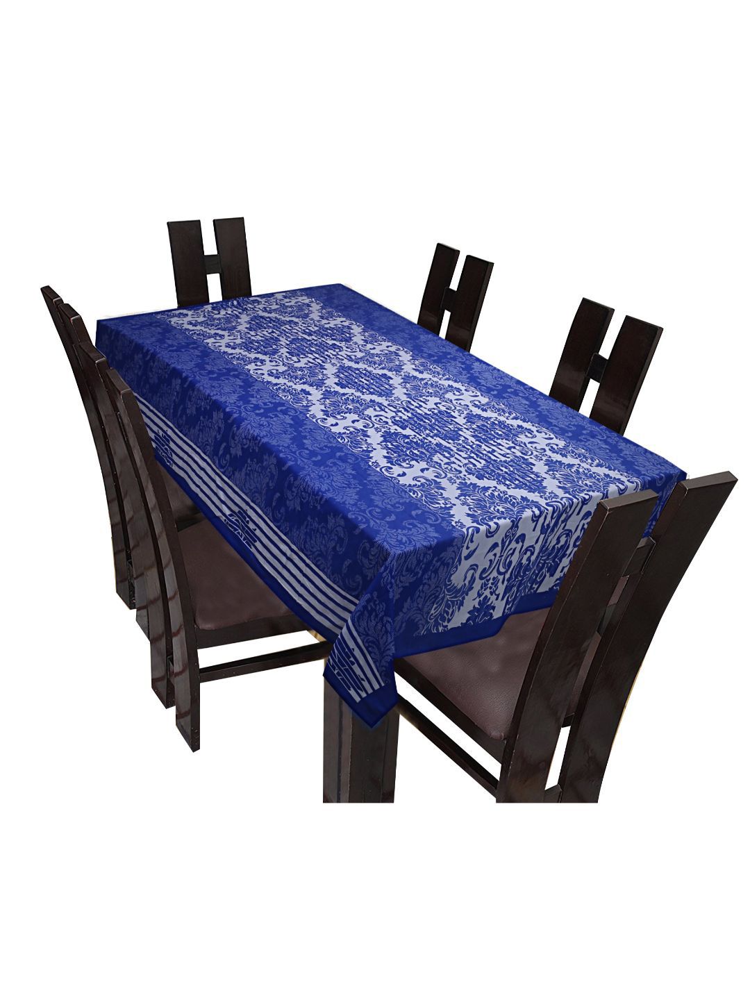 INDHOME LIFE Blue & White Floral Printed 6-Seater Table Cover Price in India