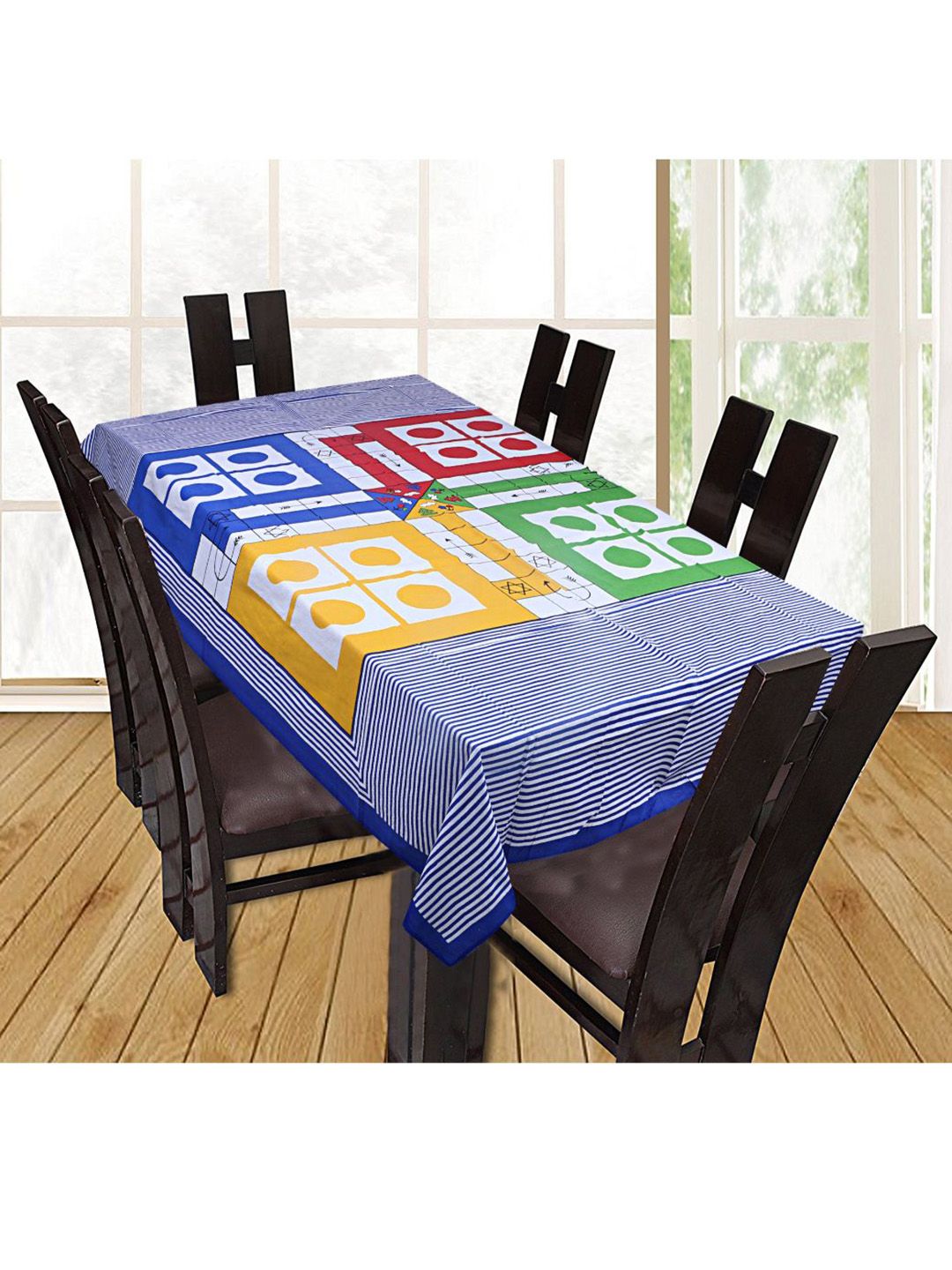 INDHOME LIFE Blue 144 TC Cotton Rectangle Ludo Print Table Cover Price in India