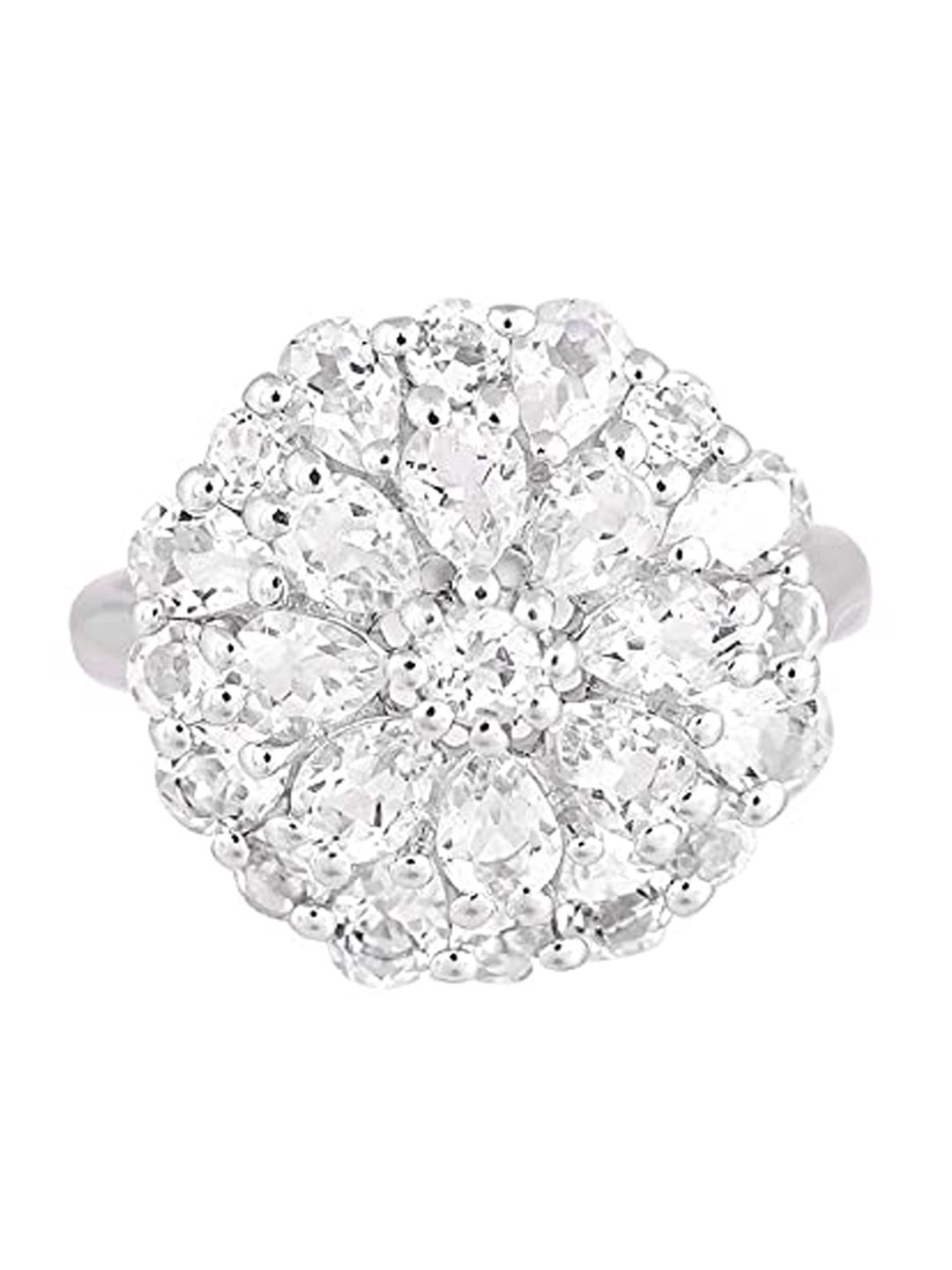 HIFLYER JEWELS 92.5 Sterling Silver Rhodium-Plated White Stone-Studded Finger Ring Price in India